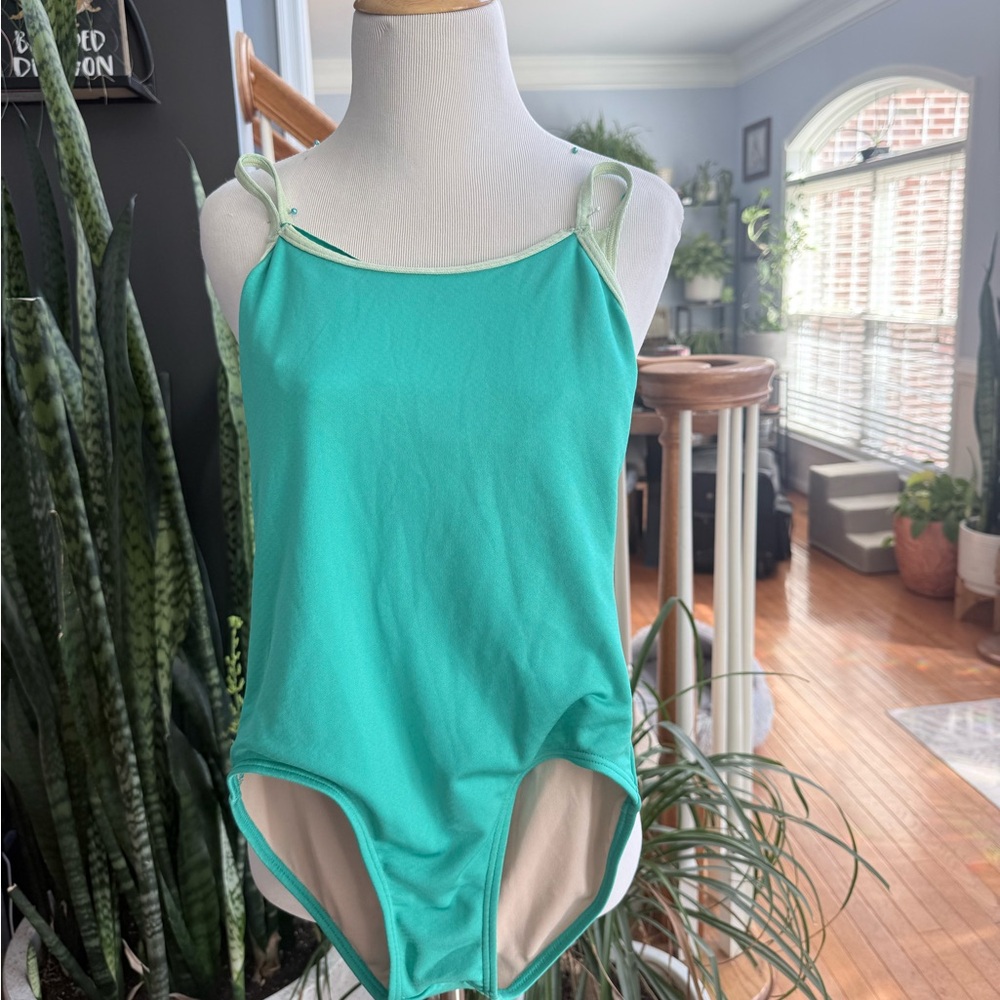 Twist Back Turquoise and Mint Leotard